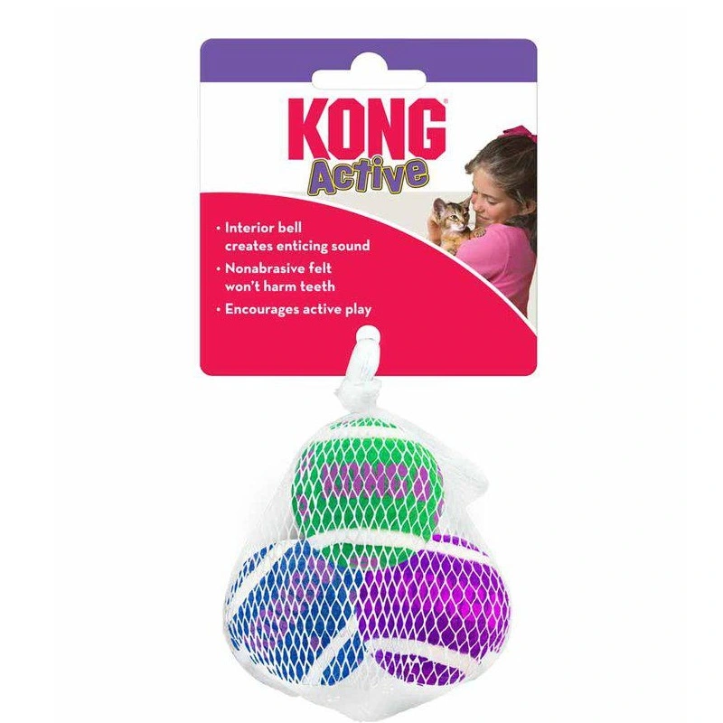 Kong Kattelegetøj Active Tennisbolde med klokker Ø4 cm
